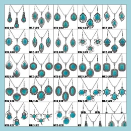 Подвесные ожерелья 32 стиля бирюзовые украшения наборы кожурной костюмы капля для женщин модные аксессуары Природа камень мы дхгарден dhtln