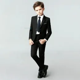 Pants Spring Autumn Child Formal Black Navy Set British Boy Dress Piano Wedding Party Costume Kids Blazer Vest Pants Clothes Set