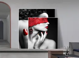 Современная мода Сексуальная красная губы холст рисовать женские плакаты и принты