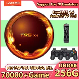 Konsolen Ultimate Gaming Experience T95X4 32G+256G Speicher Android TV Emuelec 4.6 Retro 70000+Games Box Console für PS1/PSP -Kindergeschenk