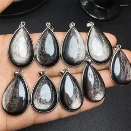 Estatuetas decorativas S925 Hiperesteno natural Pingente de jóias de jóias de moda Holiday Holiday Women Healing Energy Stone 1pcs 32mm