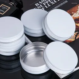 Storage Bottles 50Pcs 30/50/60/80/100/150g Refillable Box White Empty Round Aluminum Metal Tin Cosmetic Cream DIY Jar Tea Pot