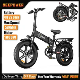 Bikes Ride-Ons DEEPOWER 20 inch Adults Electric Bike Bicycle 48V 20AH 20 Inch Fat Tire Electric E Bikes Free Shipping Mountain Ebikes 1000W L47