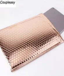 50PCSLot Light Gold Plating Paper Bubble Envelopes Bags Mailers Padded Envelope Waterproof Bubble Mailing Bag2101082