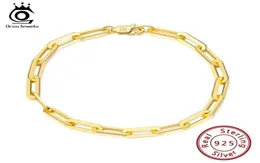 ORSA Jóias 14k Prazadas de ouro de ouro 925 Pulseiras de cadeia de link de papel de prata esterlina para homens jóias de pulseira SB109 2202221781235