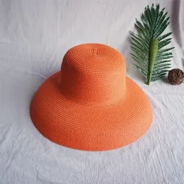 빈티지 햇빛 모자 숙녀 순수한 컬러 헵번 스타일 휴일 5658cm 우아한 기질 여름 패션 고품질 밀짚 모자 2205238s