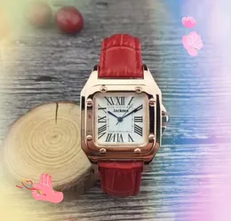 Mode einfache 3 Stifte Zifferblatt Uhr Watch Edelstahl Hülle Römische Tankuhr Frauen Quarz Bewegung Liebhaber Roségold Silber Farbe Süße glänzende gute Uhren Montre de Luxe Geschenke