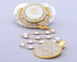 Ciucciori personalizzati perle di ciuccio bling oro oro bpa silicone capezzolo 24 lettera n. Nato nato fittizio solo chupetepacifie5289211