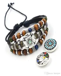 Snap Bracelets Bangles Newest Beads Leather Bracelet FIt 1820MM Snaps Button Jewelry3754928