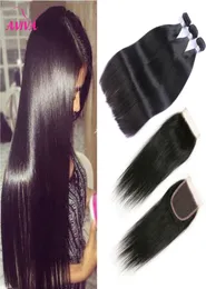 Brasiliano Driver Virgin Hair Weaves 3 bundle con chiusure in pizzo 8A Grado non trasformato non trasformato peruviano indiano peruviano Remy cambogiano H6541335