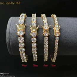 Bracelete de tênis de moda Presente de jóias de diamante 3 4 5 6 mm 7 8 polegadas Moissanite Gold Gold Real Diamonds Bracelets de atacado para mulheres a granel