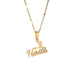 Edelstahl Trendy Haiti Karte Anhänger Halskette Frauen Mädchen Ayiti Maps Party Haiti Kette Schmuck2151851