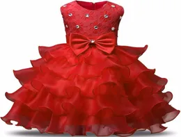 Girl Dress Bids Bid Kids Christining Events Party Wear Abites for Girls Baby Red vestiti Abbigliamento Girl 3 4 5 6 7 8 Year244638109