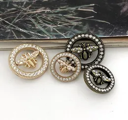 Metal Vintage Bee Diy Sewing Button Round Crystal Pearl Bee Buttons for Shirt Sweater Coat2653514