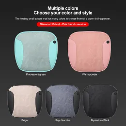 12V USB Winter Car Square Seat Warmer Quick Heating Adjustable Temperature PU Antislip Soft Pad Auto Seat Electric Heated Cover