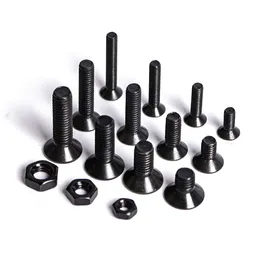 Socket Flat skruvmutter Kit M2 M3 M4 M5 200/280/425/720 PCS DIN7991 Black Grade 10.9 Steel Hex Countersunk Head Skruvar Tvättar Set