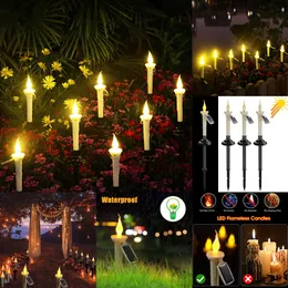 New Candle Light With Candlesticks Holders Waterproof LED Solar Lamp For Outdoor Garden Lawn Pathway Decoration