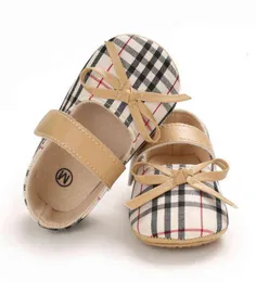 Baby Girl Shoes Bowknot Grid Antislip Sof Sole First Walkers Sapatos infantis infantis 018M7612788