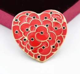 Red Heart Pretty Flower Pins Broche Memorial Day Broche Royal British Legion Flower Pins Badge 1731 T27250283
