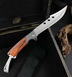 Rostfritt stål USA Dovetail Stor vikning Knivfärg Trähandtag Skarp Taktisk jakt EDC Pocket Survival Knives7458621