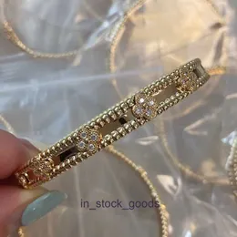 Bangles di design di fascia alta per Vancleff v Gold placcato stretto con braccialetto di caleidoscopio diamantato per donne bracciale semplice e fortunato originale 1: 1 con logo reale