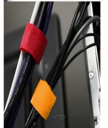 100pcslot Красочные многоразовые нейлоновые магические петлевые петли кабельной шнурные галстуки аккуратные ремешки организуют новые 9319627