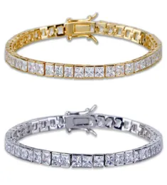 Charm Fashion Classic Tennis Armband Jewelry Design White AAA Cubic Zirconia Armband Clasps Chain 18K Guldstorlek 8 tum för män BR2424960