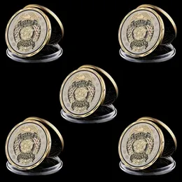 5PCS St Michael Protect Police Police Craft Commorative Gold Slatated Multicolor Challenge Monety Collectible Prezenty 4943571