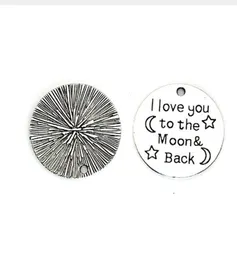 100pcs Antique Silver I Love You to the Moon and Back Charms pendenti 25mm9541221