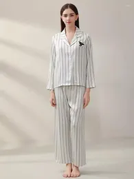 Home Clothing China Factory Classic Striped Silk Pikamas Set Sutwear 2pcs z certyfikatami