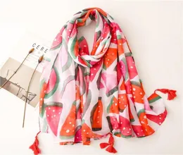 2021 Polyester fashion joker watermelon print Scarf High Quality Beach towels National Wind Long Scarves For Women Wrap Shawl Stol4234051