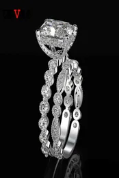 OEVAS 100 925 Серебряные обручальные кольца стерлингов, установленные для женщин, вызванных созданными алмазными бриллиантами Moissanite
