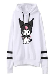 Kuromi Anime Onegai My Melody Merch Hoodies senza tasca barre parallele manica fenta