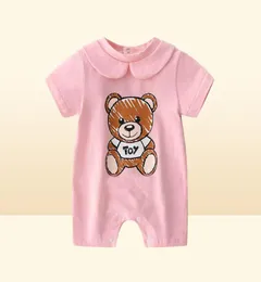 Nyfödda babykläder unisex kortärmad bomull liten tryck bearnew född baby pojke tjej romper jumpsuit8153755