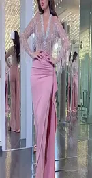 Arabic Aso Ebi Sexy Lace Beaded Evening Dresses Sequins High Neck Prom Dresses Cheap Formal Party Second Reception Gowns 20229819020