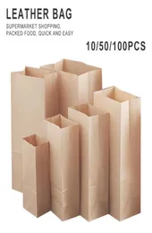 1050100 Kraft Paper Bagポータブル小型ギフトバッグサンドイッチパンパーティーウェディングバーガーパッケージギフトTakeaway3513640