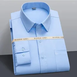 Men's Dress Shirts Mens Classic Elegant Business Long Sleeve Easy Care Stretch Plain Formal Shirt Casual Standard Male Workwear