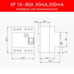 2p остаточный дифференциальный ток выключатель RCCB RCD 30MA 300MA 4P Утечка Земля.