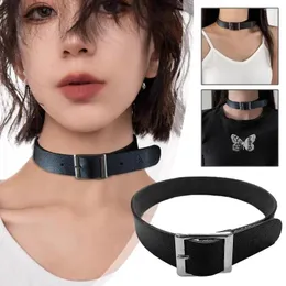 Choker Harajuku Gothic Square Einfache schwarze PU -Lederkragen für Frauen und Mädchen Bar Körperschmuck Geschenke Drop y7d4