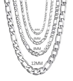 チェーンメン39S925スターリングシルバー4mm6mm8mm12mm curbキューバチェーンネックレス1630インチマンファッションジュエリーハイエンド9232312