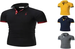 MEN039S Polos Erkek Gömlek Erkek Kısa Kollu Taşınma Constor Casual İnce Düz Renk Geyiği Nakış Stili 3779551