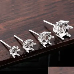 Configurações de joias 6 Garras Brincos de zircão de zircão 925 SERLING SIERRING Brincho