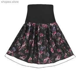Kjolar 2021 Ny mode svart spets trasig blomma elastisk midja sommar kvinnor kjol tryck hajuku fjäder mini kjolar kvinna