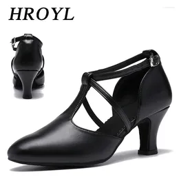 Buty taneczne Hroyl Latin Women Mid-Heel 6 cm Ladies Adult Professional Sandals Waltz Danc