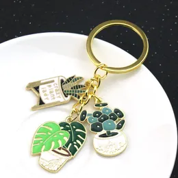 Lady Potted Green Plant Car Keychain Succulent Keyring Bag Pendant Creative Potting Keyring for Women Friends Gift