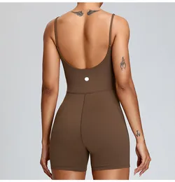 Ll kvinnliga bodysuits för yogasport jumpsuits i en stycke sport u ryggträning behåar set ärmlösa playsuits fitness casual svart sommar tm0171