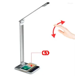 Bordslampor mänsklig infraröd sensor sovrum dimbar USB -charing smart trådlös laddare laddningsbar säng beröring modern lampa