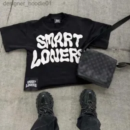 Herr t-shirts herrar t skjortor amerikansk hiphop grafisk tryck överdimensionerad gotisk smart casual harajuku streetwear y2k toppar goth män kläder c240412