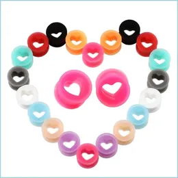 Plugs & Tunnels Soft Silica Ear Tunnel Hollow Heart 6- 16Mm Body Jewelry Gauges Sile Mix Colors Drop Delivery Dha3P