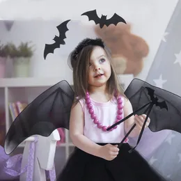 1 Set Girls Party Costume Bat Wing Gauze Tutu Skirt Fairy Wand for Kids